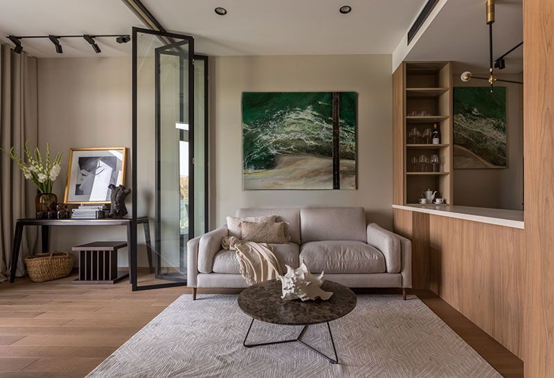 Межкомнатная стеклянная перегородка гармошка